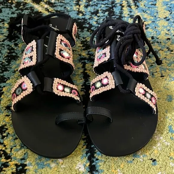 NWT Free People Mantra mirror sandals 7
