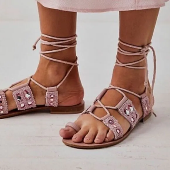 NWT Free People Mantra mirror pink sandals 8.5