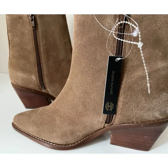NWT House of Harlow tan suede cowgirl boots. Size 8.