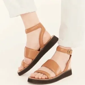 NWT JCREW Mallorca Leather platform double-strap sandals