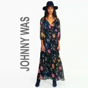 NWT - JOHNNY WAS - &quot;Tauri&quot; Silk Maxi Flowy Floral Dress