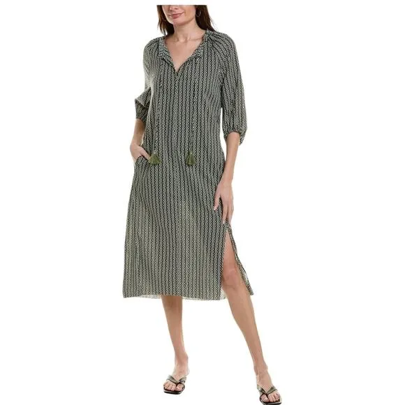 NWT! Johnny Was Calme Split Ruffle Neck Midi Dress - Size XS (Runs Large)