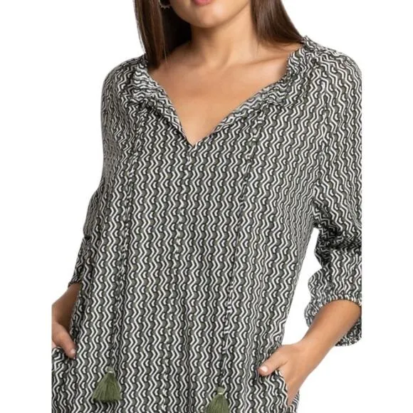 NWT! Johnny Was Calme Split Ruffle Neck Midi Dress - Size XS (Runs Large)