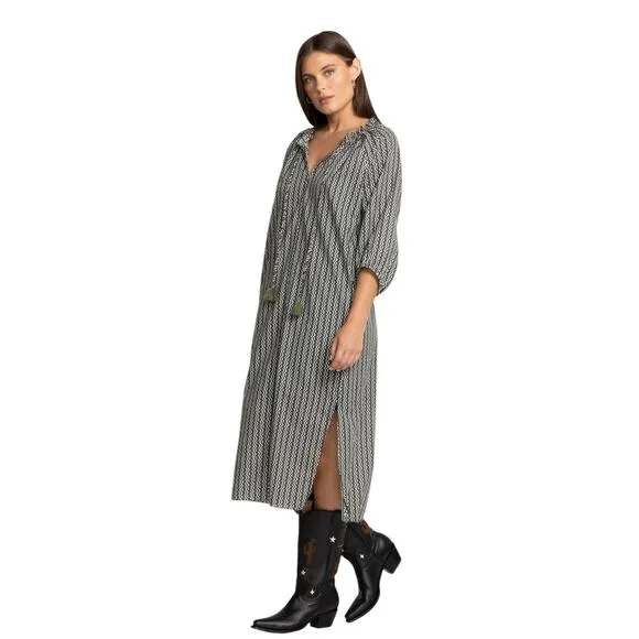 NWT! Johnny Was Calme Split Ruffle Neck Midi Dress - Size XS (Runs Large)