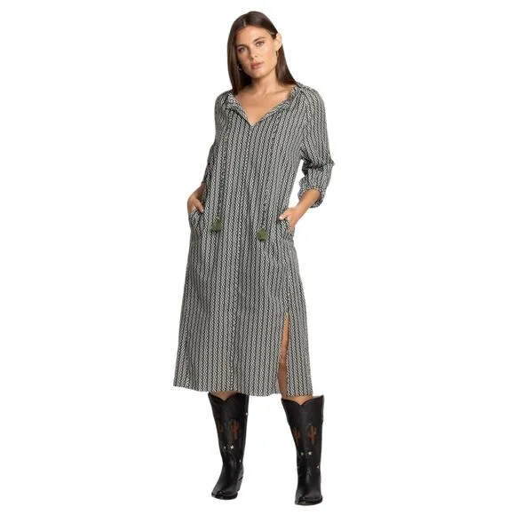NWT! Johnny Was Calme Split Ruffle Neck Midi Dress - Size XS (Runs Large)