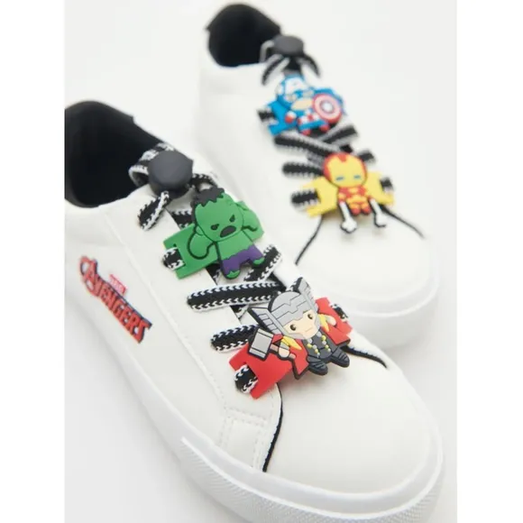 NWT Marvel Avengers Kids Sneakers With Superhero Charms White