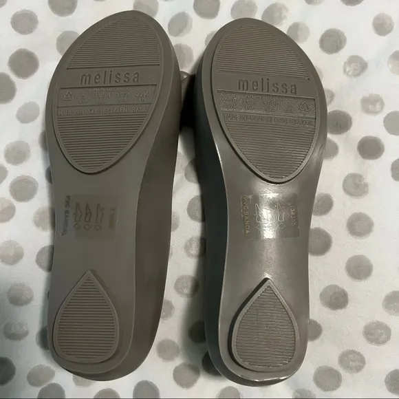 NWT Melissa Woman’s Ultragirl Minnie Peep Toe Mickey Ears Ballet Flat Grey Sz 5