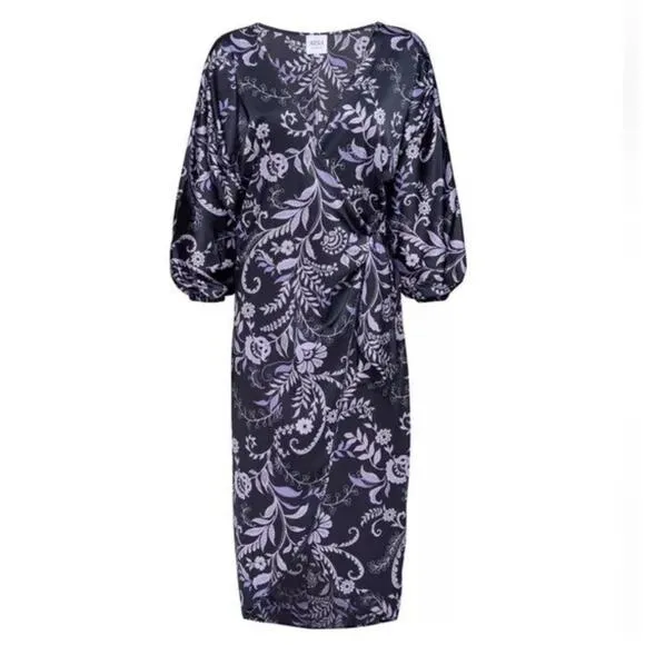NWT! Misa Los Angeles Sylvia Floral Faux-Wrap Midi Dress - Size Small