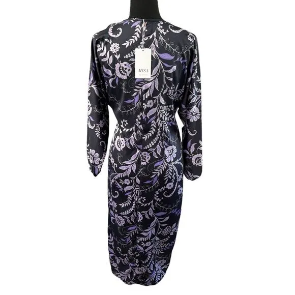 NWT! Misa Los Angeles Sylvia Floral Faux-Wrap Midi Dress - Size Small