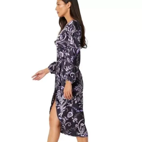 NWT! Misa Los Angeles Sylvia Floral Faux-Wrap Midi Dress - Size Small