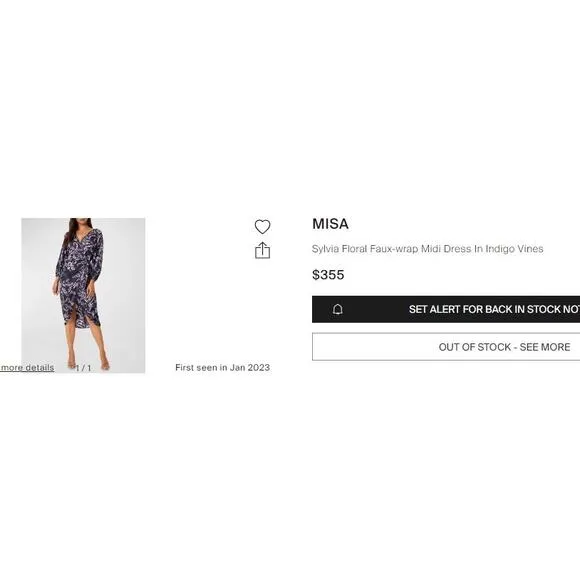 NWT! Misa Los Angeles Sylvia Floral Faux-Wrap Midi Dress - Size Small