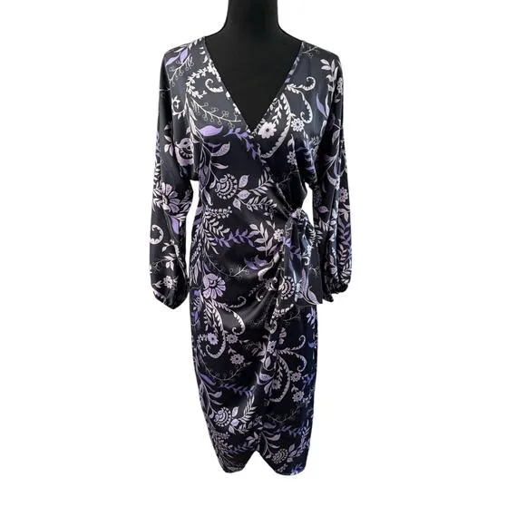 NWT! Misa Los Angeles Sylvia Floral Faux-Wrap Midi Dress - Size Small