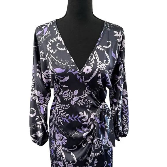 NWT! Misa Los Angeles Sylvia Floral Faux-Wrap Midi Dress - Size Small