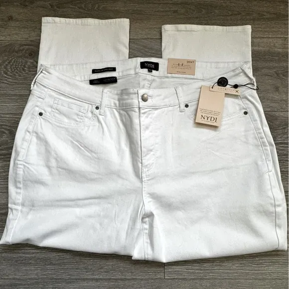 NWT NYDJ Women's Plus Size White Crop Marilyn Straight Denim Jeans Size 20WT