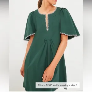 NWT Pomander Place Green Finley Dress XL Flutter Sleeve Cotton Midi Retail: $128