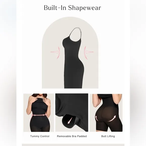 NWT Popilush Black Built in‎ Shape-wear Midi Dress