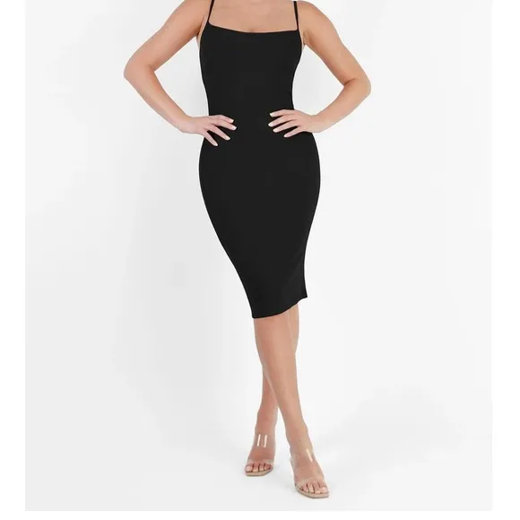 NWT Popilush Black Built in‎ Shape-wear Midi Dress