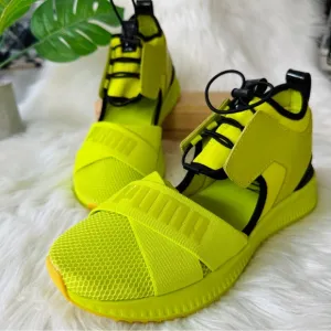 NWT PUMA Fenty by Rihanna Fenty Avid Cut-out Lime Leather Sneakers, 9.5