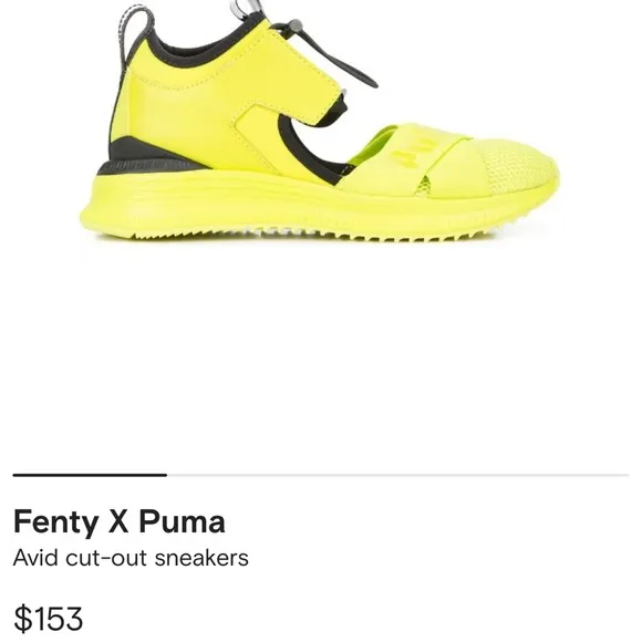 NWT PUMA Fenty by Rihanna Fenty Avid Cut-out Lime Leather Sneakers, 9.5