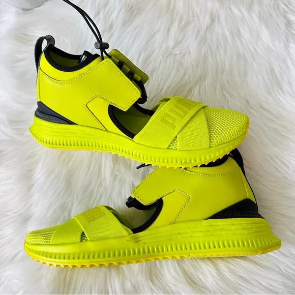 NWT PUMA Fenty by Rihanna Fenty Avid Cut-out Lime Leather Sneakers, 9.5