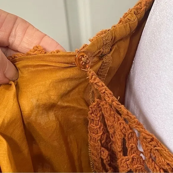 NWT Soft Surroundings Semsi Crochet Wrap Skirt Honey Ginger Rust Lined Hi-Low