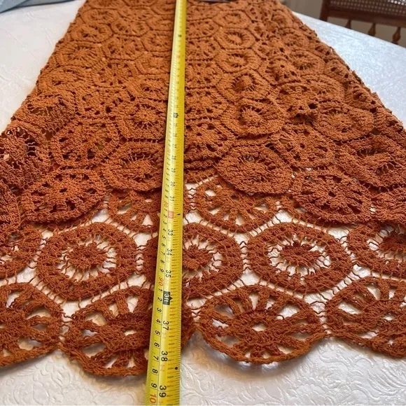 NWT Soft Surroundings Semsi Crochet Wrap Skirt Honey Ginger Rust Lined Hi-Low