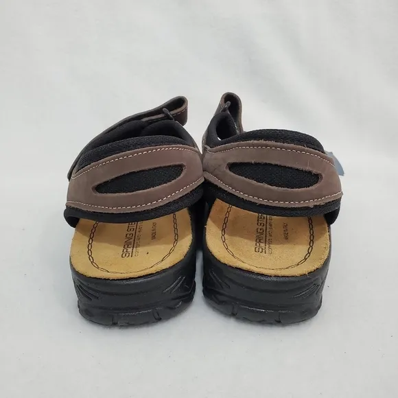 NWT Spring Step Mysia Black/Brown Strap Sandals