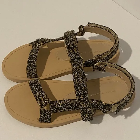 NWT Stuart Weitzman Vail Patterned Sport Sandals in Golden Beige