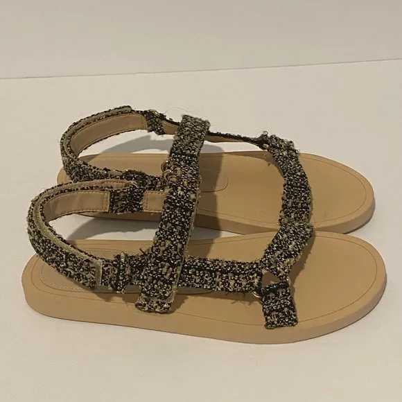 NWT Stuart Weitzman Vail Patterned Sport Sandals in Golden Beige