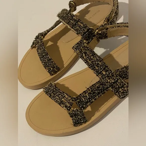 NWT Stuart Weitzman Vail Patterned Sport Sandals in Golden Beige