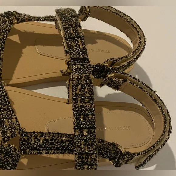 NWT Stuart Weitzman Vail Patterned Sport Sandals in Golden Beige
