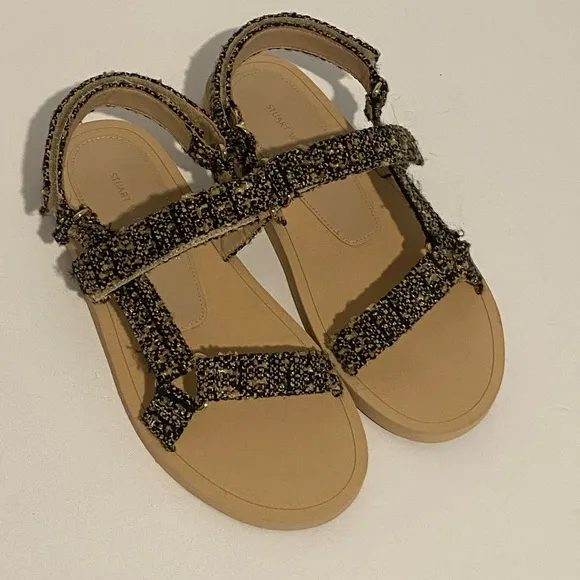 NWT Stuart Weitzman Vail Patterned Sport Sandals in Golden Beige