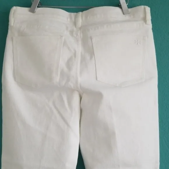 NWT {Tory Burch} White Sadie Straight Leg Cropped Jean
