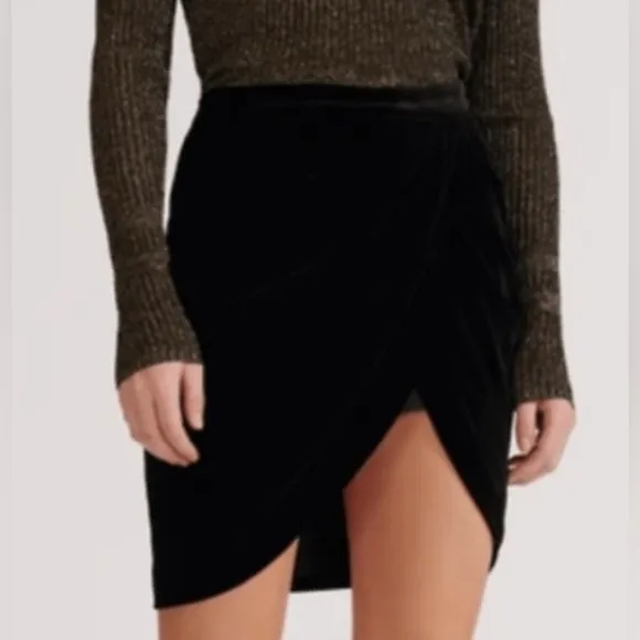 NWT Veronica Beard Faux Wrap Velvet Vega Skirt 4