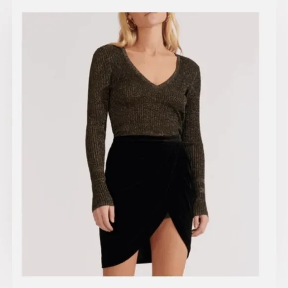 NWT Veronica Beard Faux Wrap Velvet Vega Skirt 4