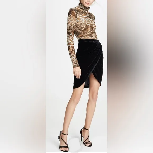 NWT Veronica Beard Faux Wrap Velvet Vega Skirt 4