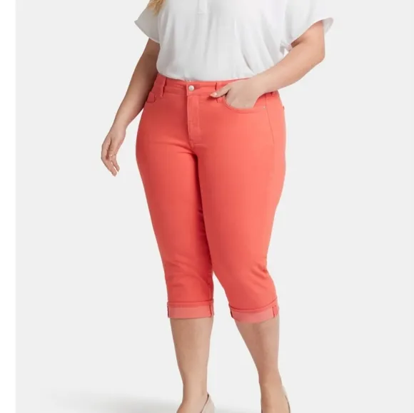Nydj Marilyn Straight Crop Jeans In  Cool Embrace Denim With Cuffs