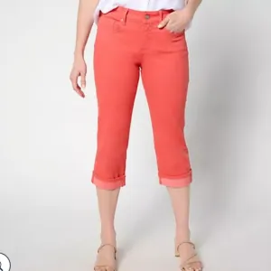 Nydj Marilyn Straight Crop Jeans In  Cool Embrace Denim With Cuffs