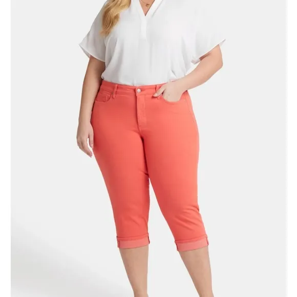 Nydj Marilyn Straight Crop Jeans In  Cool Embrace Denim With Cuffs