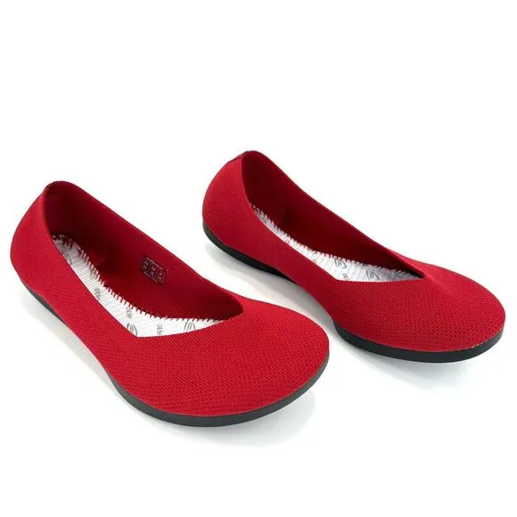 OESH &quot;THE DREAM&quot; RED STRETCH 3D KNIT BREATHABLE FLEXIBLE &amp; LIGHTWEIGHT FLATS🆕