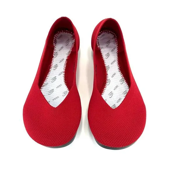 OESH &quot;THE DREAM&quot; RED STRETCH 3D KNIT BREATHABLE FLEXIBLE &amp; LIGHTWEIGHT FLATS🆕