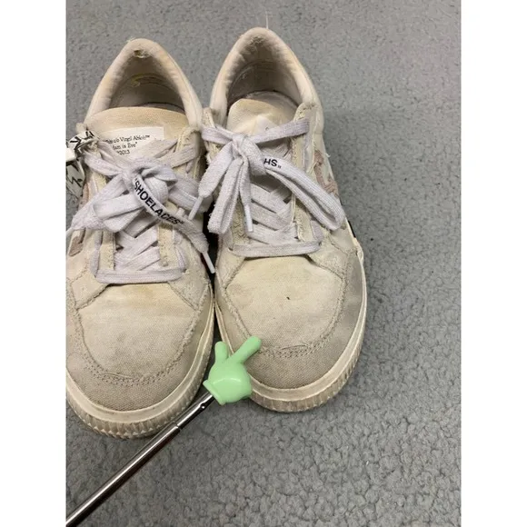 Off-White Vulcanized Low Canvas Sneakers Size 37 White Black Arrows Stripe Sole