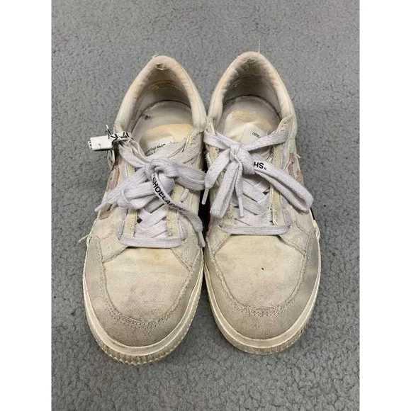 Off-White Vulcanized Low Canvas Sneakers Size 37 White Black Arrows Stripe Sole