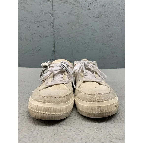 Off-White Vulcanized Low Canvas Sneakers Size 37 White Black Arrows Stripe Sole