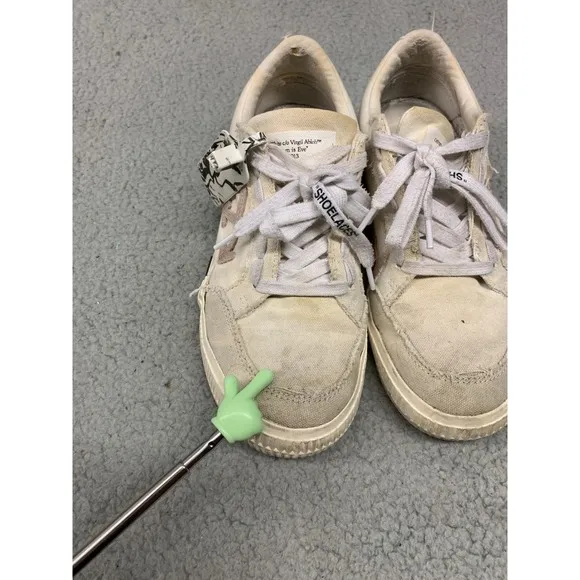 Off-White Vulcanized Low Canvas Sneakers Size 37 White Black Arrows Stripe Sole