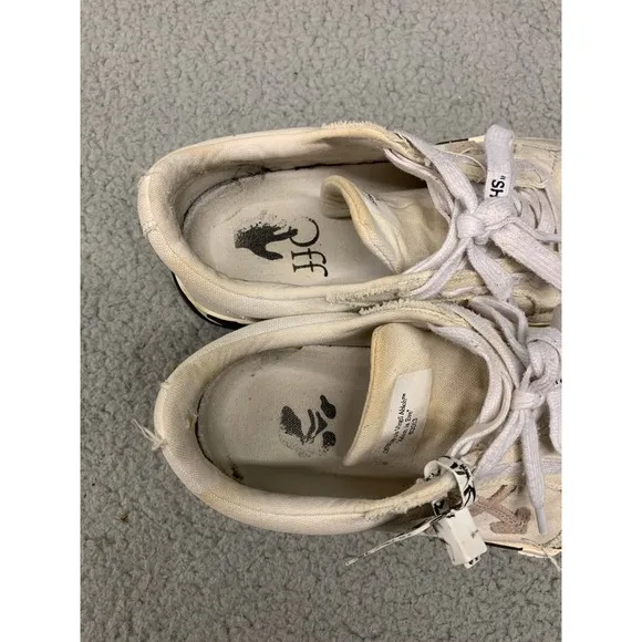 Off-White Vulcanized Low Canvas Sneakers Size 37 White Black Arrows Stripe Sole