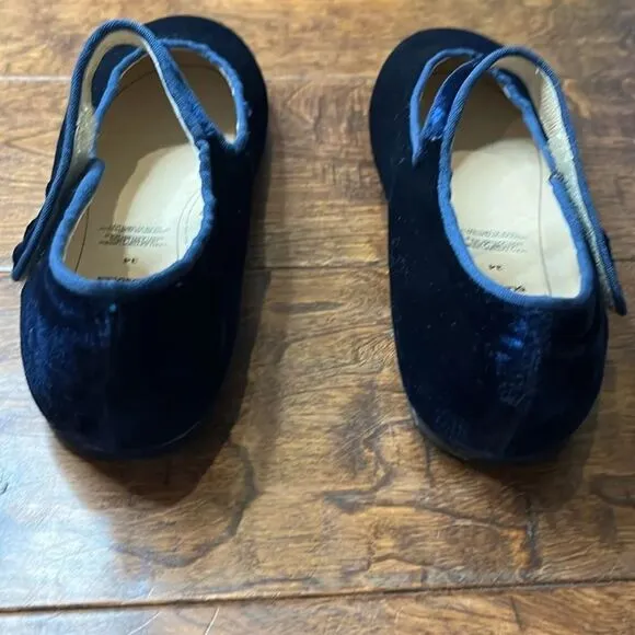OLD SOLES GIRL'S 803 LADY JANE DRESS SHOES - BLUE VELVET, size 34 / 2.5 U.S.