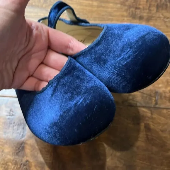 OLD SOLES GIRL'S 803 LADY JANE DRESS SHOES - BLUE VELVET, size 34 / 2.5 U.S.