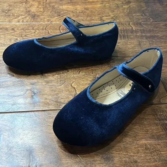 OLD SOLES GIRL'S 803 LADY JANE DRESS SHOES - BLUE VELVET, size 34 / 2.5 U.S.