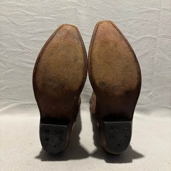 Old West Brown Western Pull On Cowboy Boots LF1534 size 8.5